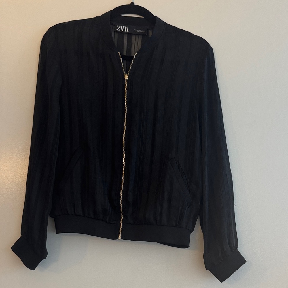 Zara Women's Black Bomber Jacket